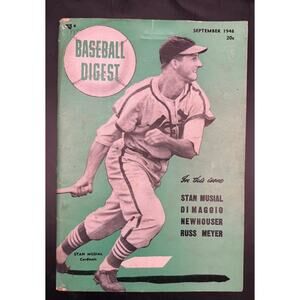 1948 Baseball Digest Stan Musial Rookie St. Louis Cardinals Joe DiMaggio Yankees